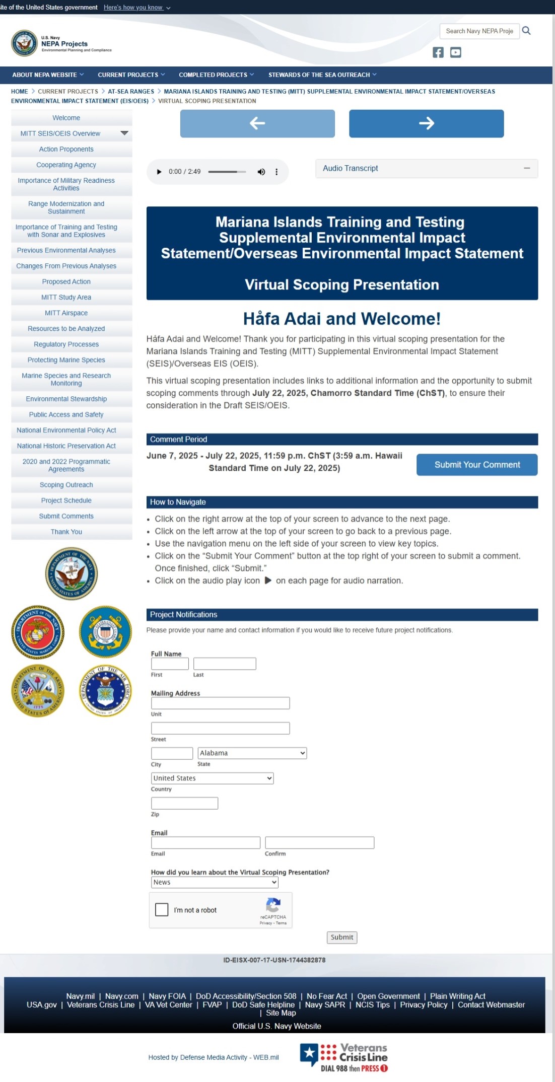MITT SEIS/OEIS Virtual Scoping Presentation